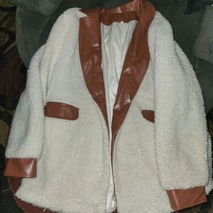 SHEIN contrast fuzzy coat